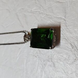 Emerald simulant stone pendant